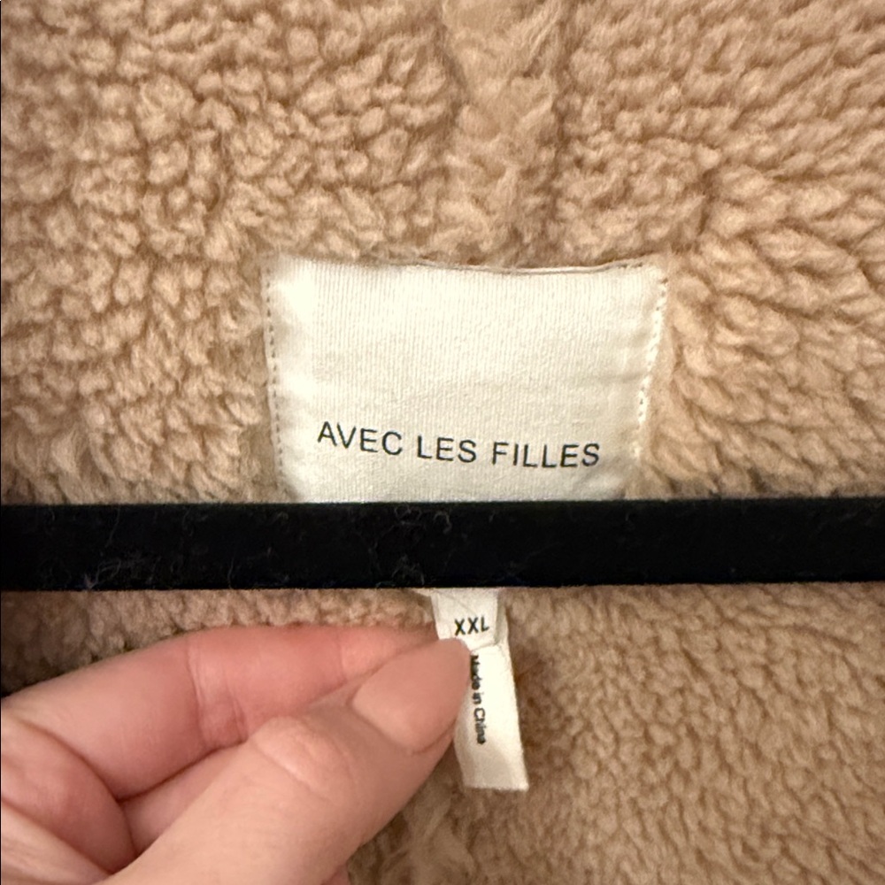 Avec Les Filles Beige Shearling Coat - Picture 2 of 6
